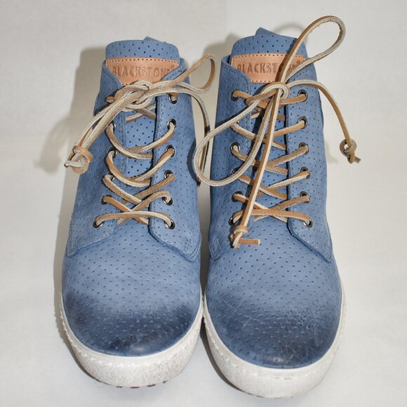 $230 Blackstone MEN perforated Leather High-Top shoe sneaker sky blue 38 (MG12) main image 4